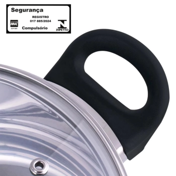Panela Caarola em Ao Inox 25cm Induo e a Gs 5,3 Litros com Tampa Fundo Triplo Mor