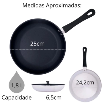 Frigideira em Ao Inox 25cm Antiaderente 1,8 Litros Fundo Triplo Mor Induo e a Gs