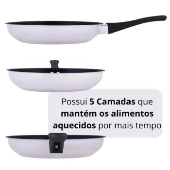 Frigideira em Ao Inox 25cm Antiaderente 1,8 Litros Fundo Triplo Mor Induo e a Gs