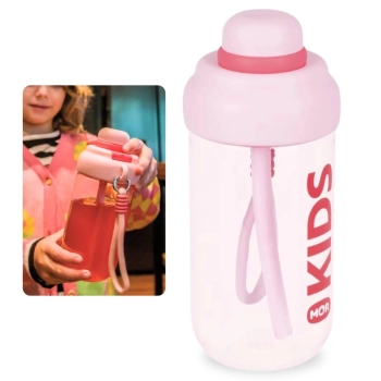 Garrafa Infantil de gua 660ml Rosa Squeeze com Canudo e Ala Kids Mor Garrafinha Escolar