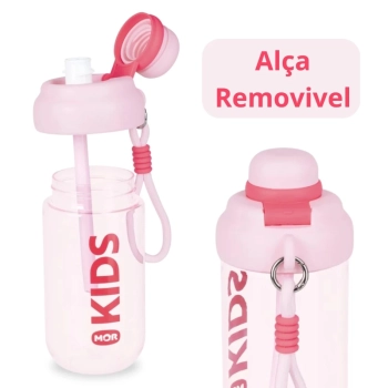 Kit Garrafa 660ml Rosa Squeeze com Ala e Canudo + Caixa Trmica 18 Litros Rosa