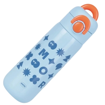 Garrafa Trmica Infantil Kids Azul 480 Ml em Ao Inox com Canudo em Silicone Ilustrada Escolar Mor