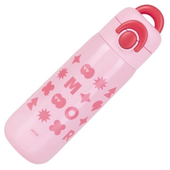 Garrafa Trmica Infantil Kids Rosa 480 Ml em Ao Inox com Canudo em Silicone Ilustrada Escolar Mor