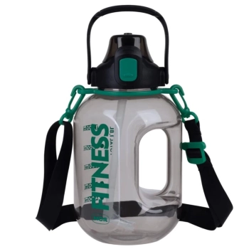 Garrafa de gua Fitness Squeeze 1,8 Lts com Trava Alas Ajustveis Suporta Celular Academia Esportiva Preta Mor