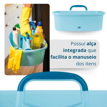 Cesto Organizador Multiuso com Divisrias e Ala Ideal para Lavanderia e Utenslios de Limpeza Mor