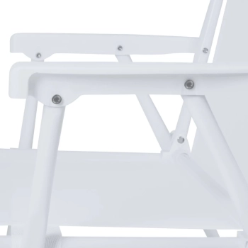 Kit 2 Cadeiras de Praia Brancas + Mesa de Apoio com Porta-copos Pequena Branca Multiuso para Casa, Jardim