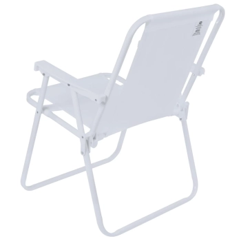 Kit 2 Cadeiras de Praia Brancas + Mesa de Apoio com Porta-copos Pequena Branca Multiuso para Casa, Jardim