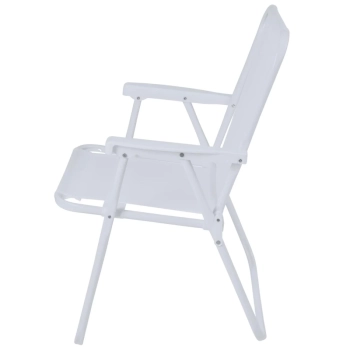 Kit 2 Cadeiras de Praia Brancas + Mesa de Apoio com Porta-copos Pequena Branca Multiuso para Casa, Jardim