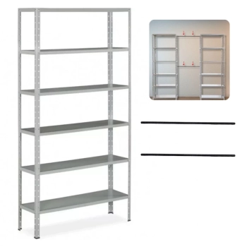 Kit Organizador Estante Multiuso 06 Prateleiras + 2 Varo Barra Multiuso 70cm