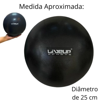 Kit Pilates Bola Sua 55 Cm + Faixa Elastica Media + Overball 25cm Preta + Par de Pegador