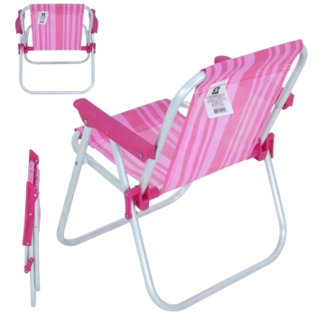 Cadeira de Praia Infantil Bel Dobravel em Aluminio Rosa