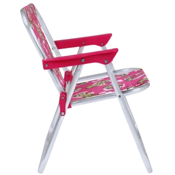 Cadeira de Praia Infantil Barbie Rosa Dobravel em Aluminio Bel