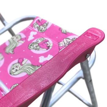 Cadeira de Praia Infantil Barbie Rosa Dobravel em Aluminio Bel