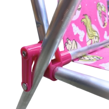 Cadeira de Praia Infantil Barbie Rosa Dobravel em Aluminio Bel