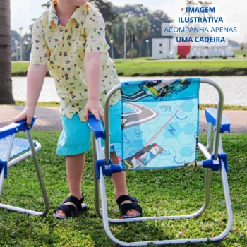 Cadeira de Praia Infantil Hot Wheels Dobravel em Aluminio Azul Bel