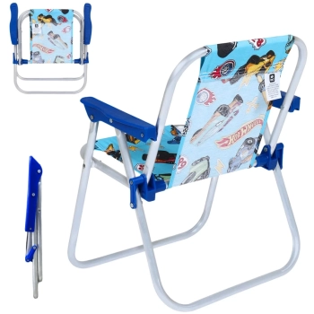Cadeira de Praia Infantil Hot Wheels Dobravel em Aluminio Azul Bel