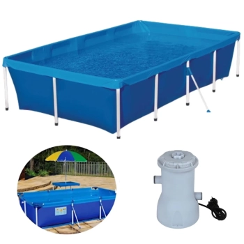 Kit Piscina 3000 Litros Retangular Ferro Estruturada Mor + Bomba Filtrante 220v 2.200l/H
