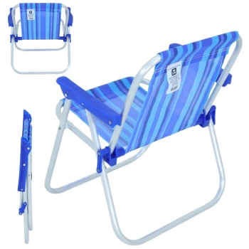 Kit 2 Cadeiras de Praia Infantil em Aluminio Azul Dobravel Bel