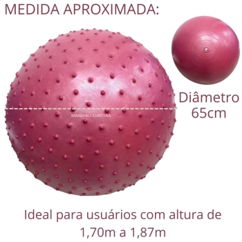 Kit Bola Suia 65cm de Pilates Textura Cravo Massage Ball + Mini Bomba + Elasticband Faixa Elstica Multinvel Mdio