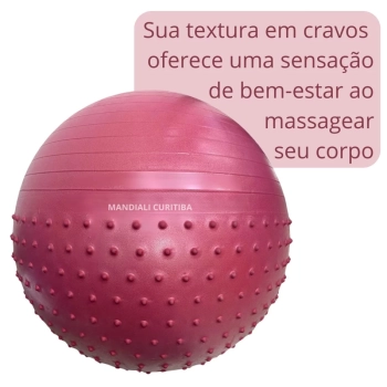 Kit Bola Suia 65cm de Pilates Textura Cravo Massage Ball + Mini Bomba + Elasticband Faixa Elstica Multinvel Mdio