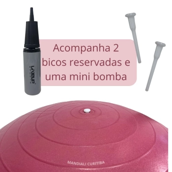 Kit Bola Suia 65cm de Pilates Textura Cravo Massage Ball + Mini Bomba + Elasticband Faixa Elstica Multinvel Mdio