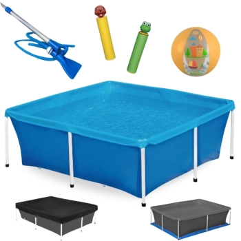 Kit Piscina de Armao 2000l + Aspirador Venturi + Bola + 2 Lana gua + Capa e Forro Proteo