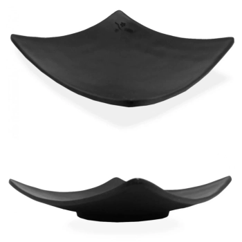 Kit 8 Pratos Quadrados Cncavo 15 Cm para Sushi em Melamina / Plstico Preto