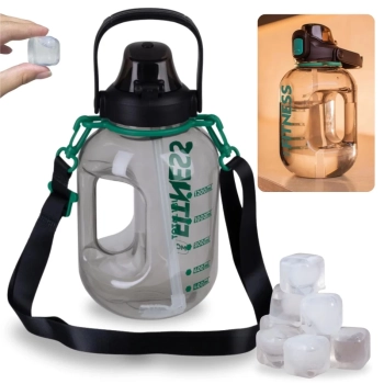 Kit Garrafa Fitness 1,8 Lts com Alas Suporta Celular + 10 Cubos de Gelo Artificial Reutilizvel