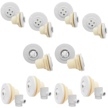 Kit 4 Dispositivos Anti Turbilho + 2 Dispositivos Quebra Onda + 4 Dispositivos Hidromassagem para Piscina de Fibra
