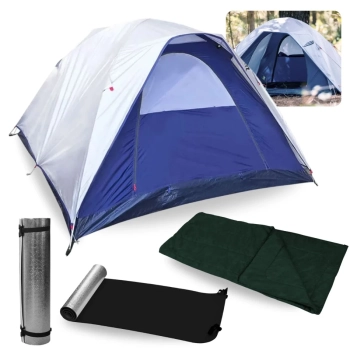Kit Barraca Dome 3 Pessoas Ntk 1800mm + Saco de Dormir Solteiro + Isolante Trmico Camping e Pesca