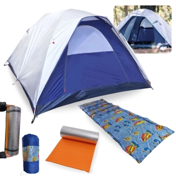 Barraca Dome 3 Pessoas 1800mm Ntk + Isolante Termico + Colchonete Solteiro para Camping e Pesca