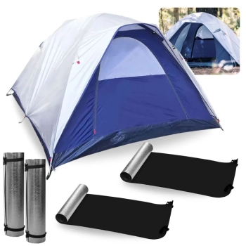 Barraca 3 Pessoas Dome Ntk 1800mm + 2 Colchonetes Isolantes Termicos para Camping e Pesca