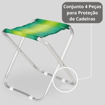 Kit Banqueta Dobrvel em Aluminio Mor + Protetor para o P da Banqueta Quadrado Branco Evita Riscos