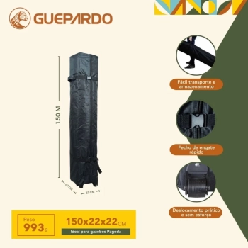 Bolsa para Transporte com Rodas Capa para Tenda Gazebo Sanfonada Pagoda Guepardo 1,50m