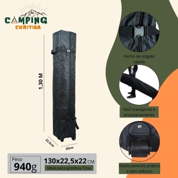 Bolsa para Transporte com Rodas Capa para Tenda Gazebo Sanfonada Trixx Ntk 1,30m