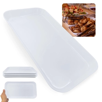 Kit 3 Bandejas para Expositor Vitrine Padaria e Confeitaria 31cm Pores, Estufas Restaurante Melamina Branca