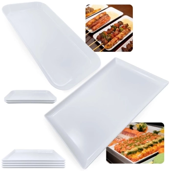 Kit 2 Travessas 31cm Buffet Restaurante Poro + 2 Travessas 35cm Retangulares Rasas em Melamina