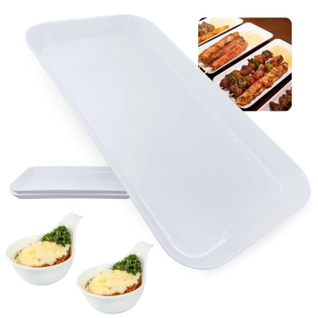 Kit 1 Travessa 31cm Buffet Restaurante Poro + 2 Mini Tigelas Colher com Ala para Molhos / Finger Food