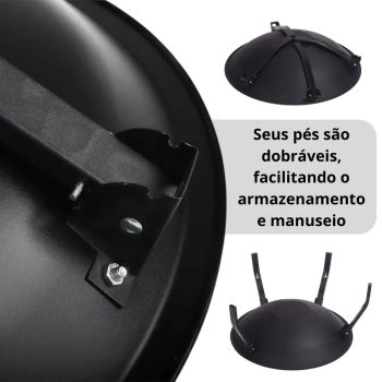 Churrasqueira e Fogueira Lareira Brasa Porttil Dobrvel em Ao a Carvo