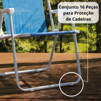 Kit 16 Protetores para Cadeira de Praia Quadrado Branco / Protetor de P para 4 Cadeiras Mor Evita Riscos