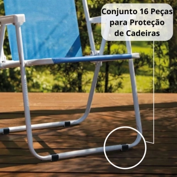 Kit 16 Protetores para Cadeira de Praia Quadrado Preto / Protetor de P para 4 Cadeiras Mor Evita Riscos