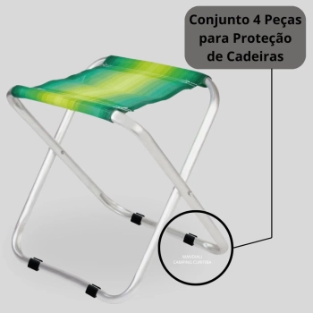 Kit Banqueta Dobrvel em Aluminio Mor + Protetor para o P da Banqueta Quadrado Preto Evita Riscos