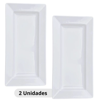 Kit 2 Travessas 44,5 Cm para Buffet Restaurante Retangulares Melamina Premium