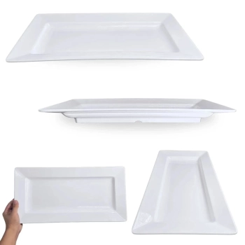 Kit 2 Travessas 44,5 Cm para Buffet Restaurante Retangulares Melamina Premium