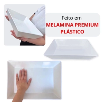 Kit Travessa Grande 49cm + Travessa 44,7cm + Travessa 35cm + Travessa 25cm para Buffet Restaurante Melamina