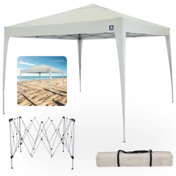 Kit Tenda Articulada Bege 3x3m + Barraca Trocador Portatil + Lavatorio Pia Portatil + Porta Potti 20 Lts