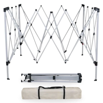 Kit Tenda Articulada Bege 3x3m + Barraca Trocador Portatil + Lavatorio Pia Portatil + Porta Potti 20 Lts