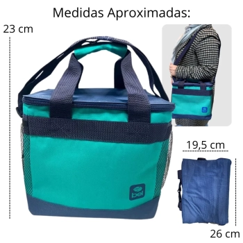 Bolsa Termica Aruba 13,5 Litros Colorida com Ala para Marmita Academia Passeios e Viagens