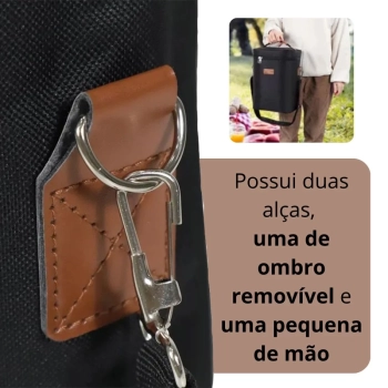 Bolsa Trmica Malbec Preta para 2 Garrafas de Vinho com Ala Ideal para Marmita Passeios Academia e Viagens