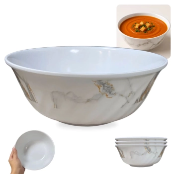 Kit 3 Tigelas Bowls 20cm 1,2 Litros Decorao Marmorizado em Melamina / Plstico